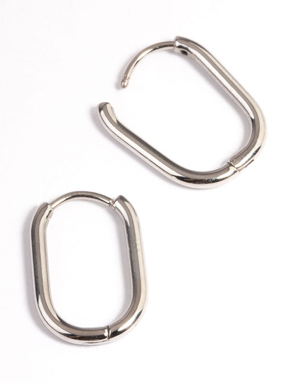 Surgical Steel Rounded Rectangle Hoop Earrings