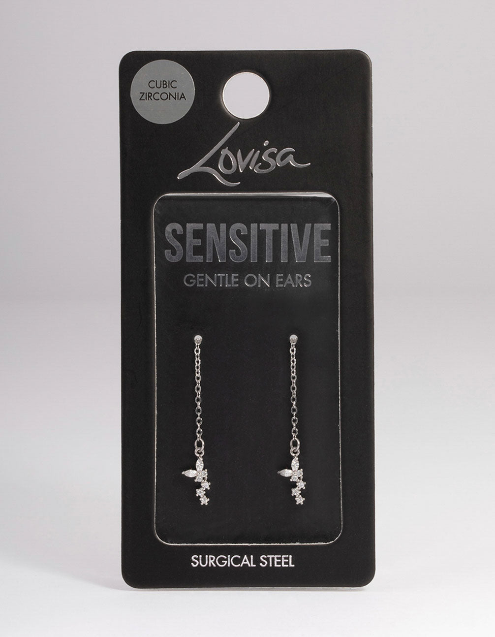 Silver Surgical Steel Butterfly Chain Drop Earrings