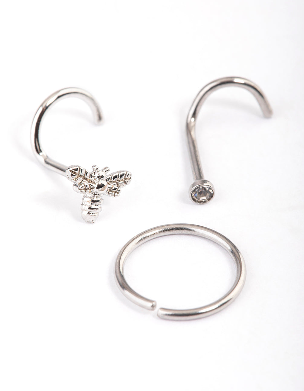 Surgical Steel Crystal Bee Nose Pack
