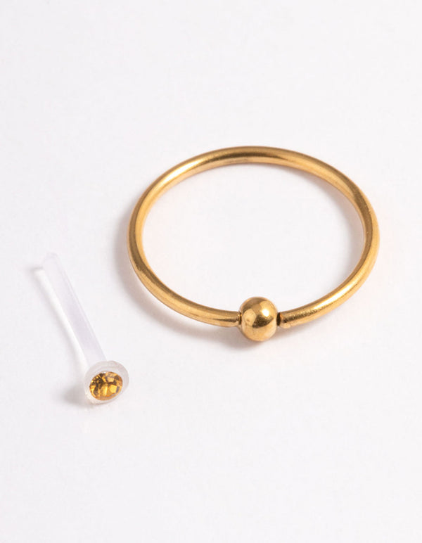 Gold Plated Surgical Steel Bio Snake Nose Ring Pack