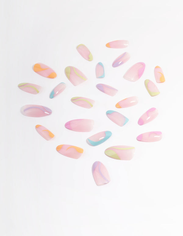 Plastic Multicoloured Swirl Press On Nails