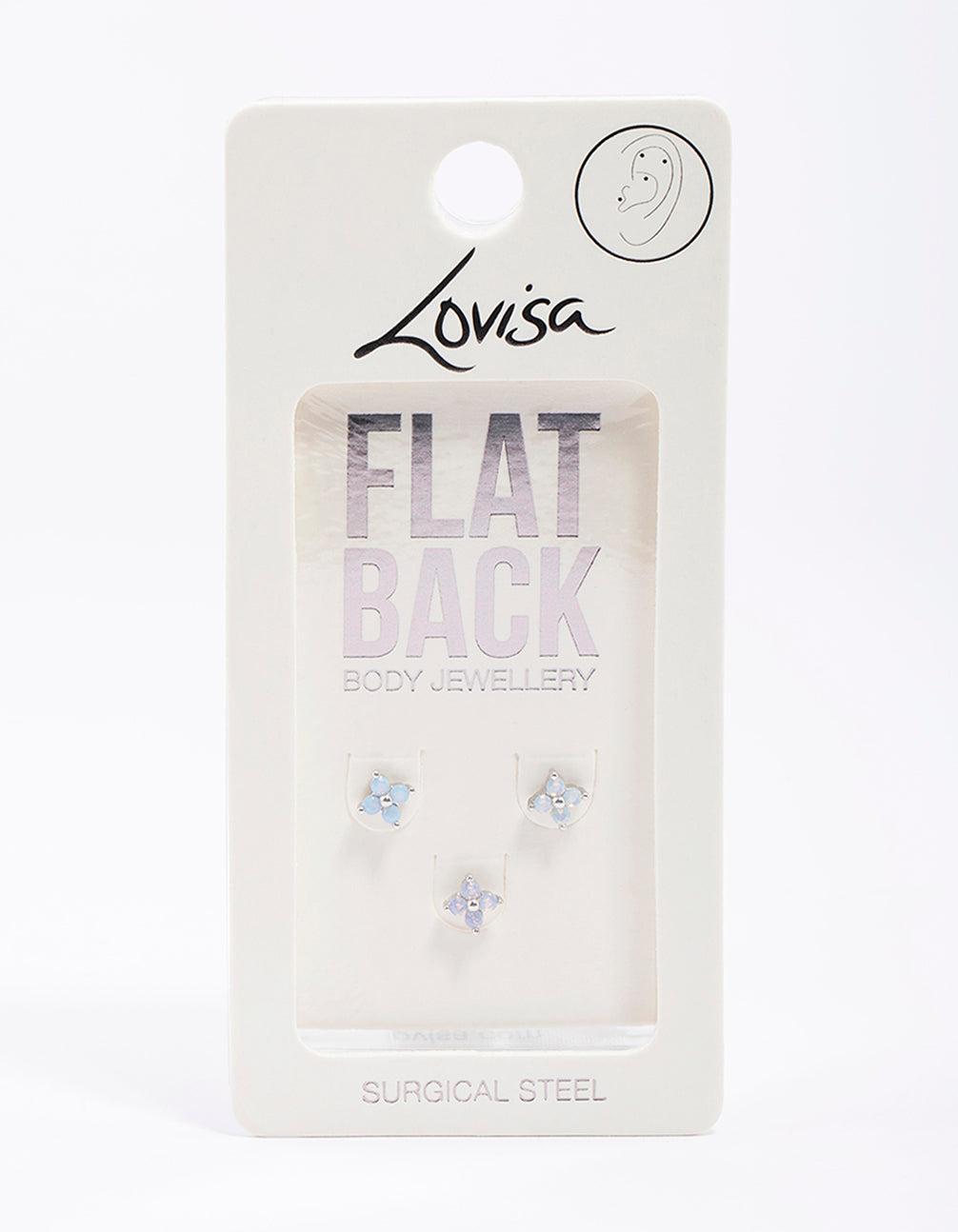Surgical Steel Flower Flat Back Pack
