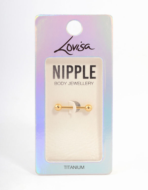 Gold Plated Titanium Basic Nipple Bar