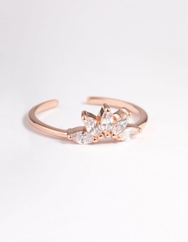 Rose Gold Sterling Plated Fan Diamante Nest Ring