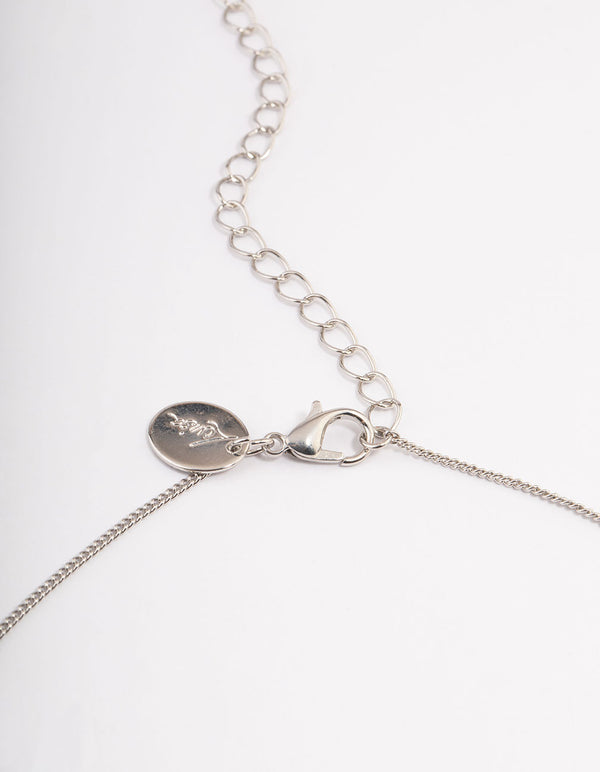 Silver Cubic Zirconia Circle Halo Earrings & Necklace Set