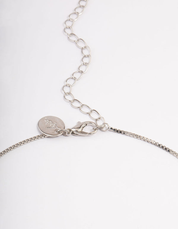 Rhodium Cubic Zirconia Y-Neck Earrings & Necklace Set