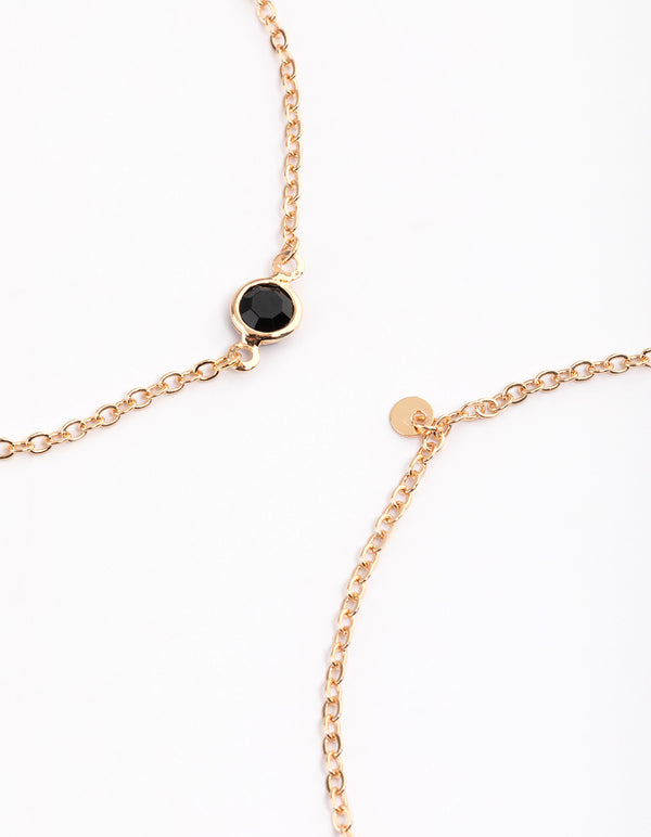 Gold Four Layer Black Stone Anklet