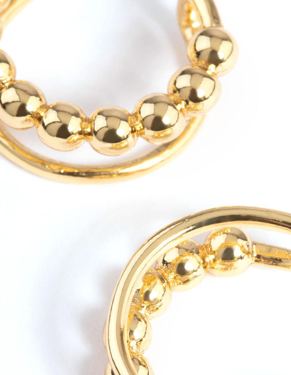 Gold Plated Ball Plain Double Hoop Earrings
