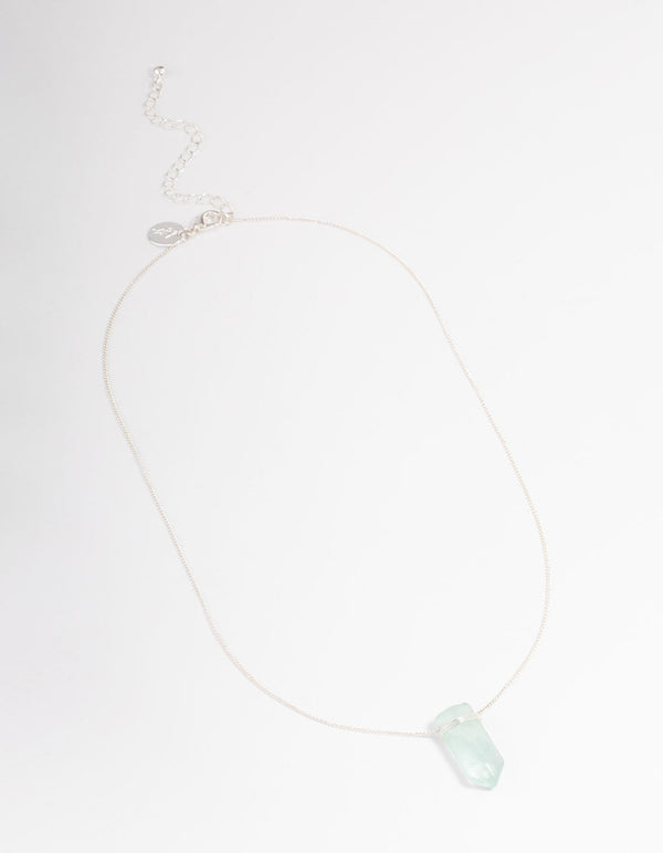 Silver Green Fluorite Shard Curb Necklace