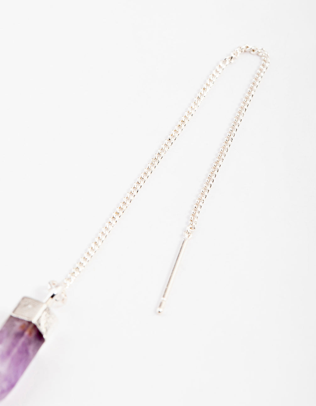 Silver Plated Amethyst Shard Threader Earrings