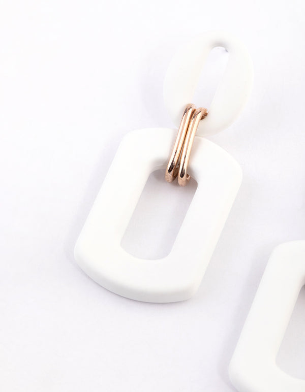 Rose Gold Mini Rubber Link Drop Earrings