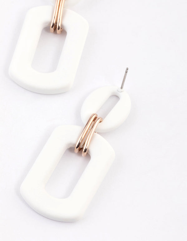 Rose Gold Mini Rubber Link Drop Earrings