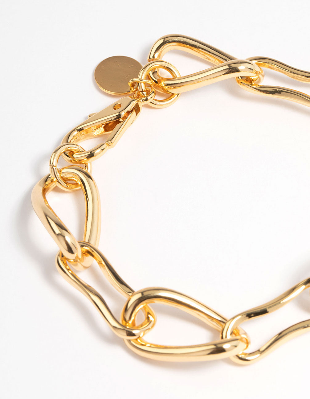 Gold Plated Brass Irregular Link Chain Bracelet