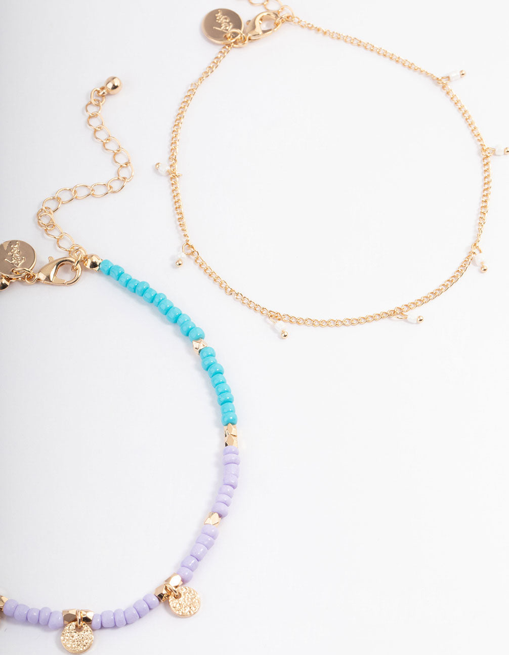 Gold Evil Eye Bead Anklet 4-Pack