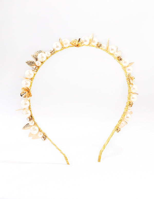 Gold Rose Pearl & Diamante Headband