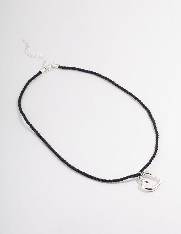 Silver Twist Cord Heart Necklace