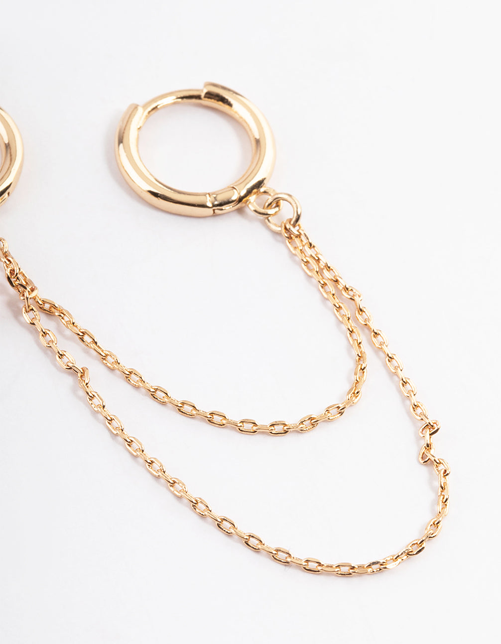 Gold Crystal Charm Chain Hoop Earrings
