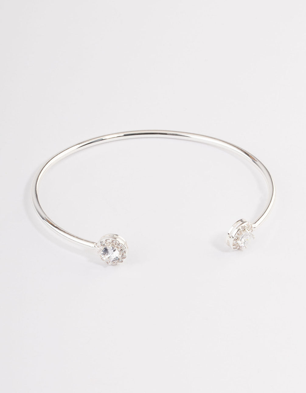 Silver Cubic Zirconia Circle Diamante End Bracelet
