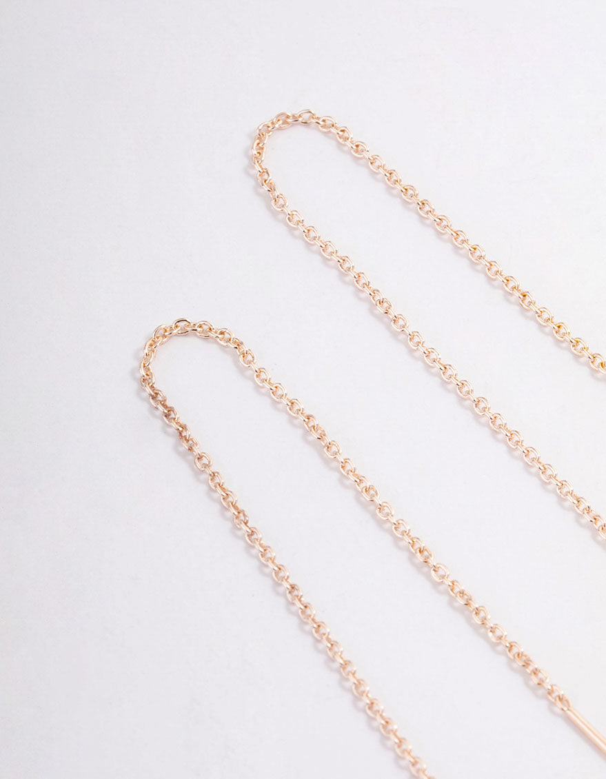 Rose Gold Filigree Ball Thread Through Drop Earrings