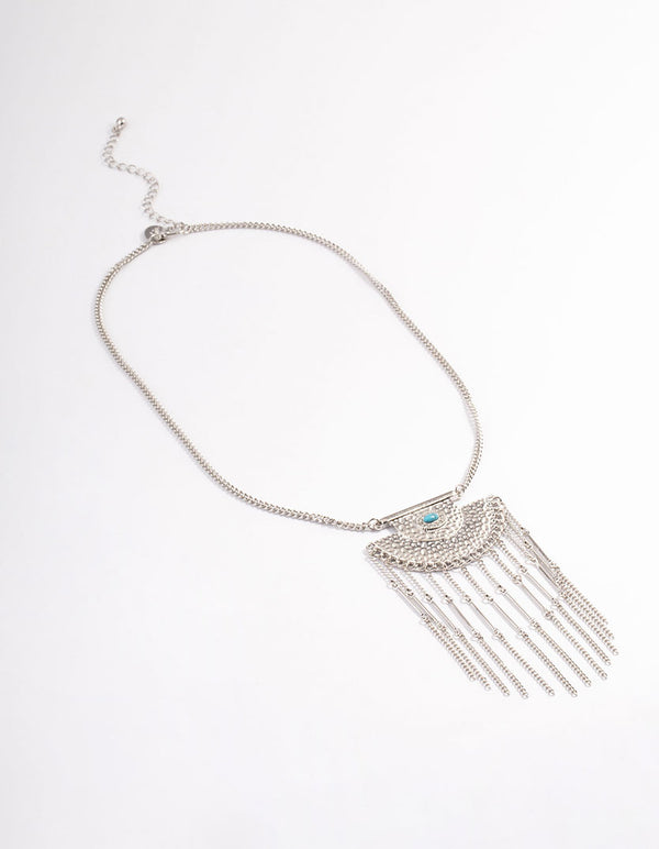 Silver Boho Chain Fringe Necklace