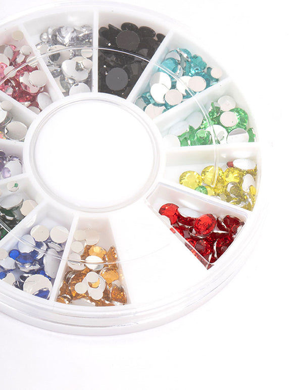 Mixed Clear Circle Gems Press On Nail Kit