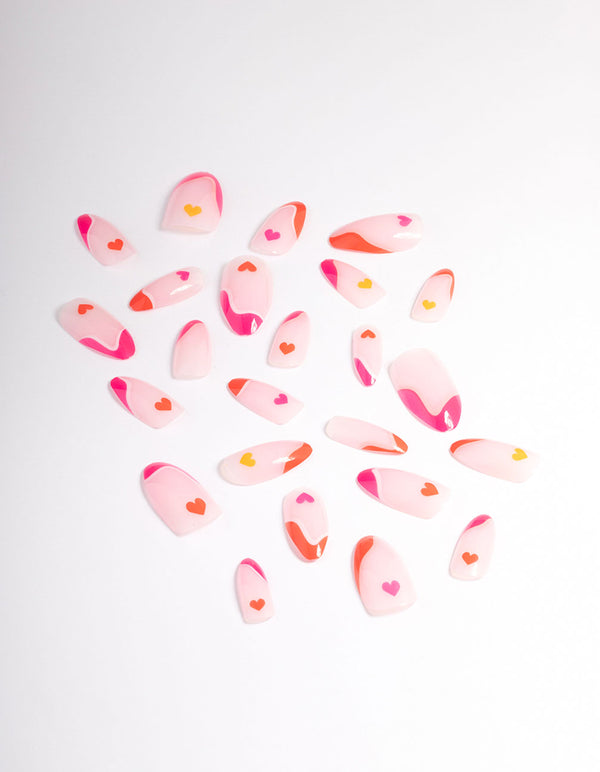 Bright Plastic Multi Heart Press On Nails