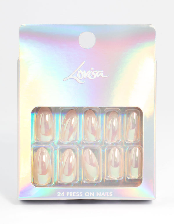 Plastic Pearl Natural Glazed Press On Nails
