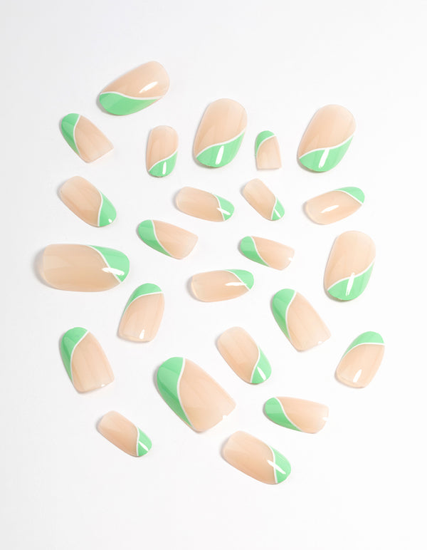 Plastic Two Tone Mint Tips Press On Nails