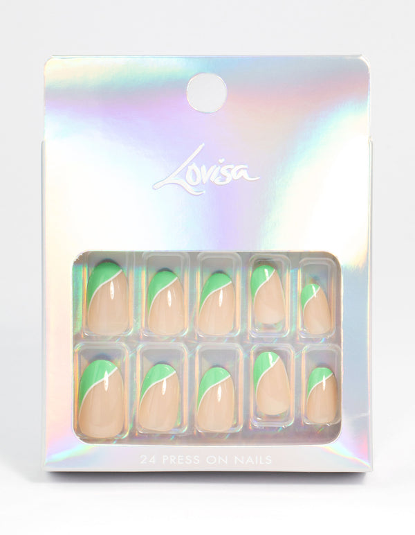 Plastic Two Tone Mint Tips Press On Nails