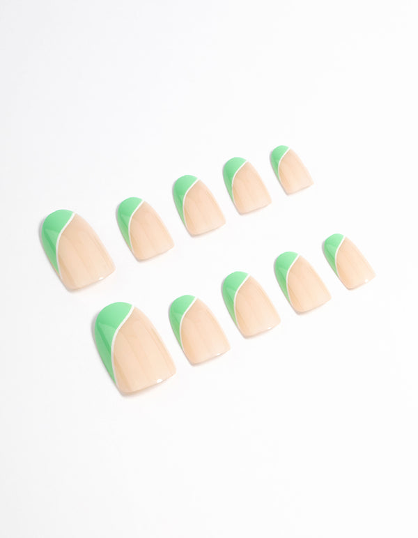 Plastic Two Tone Mint Tips Press On Nails