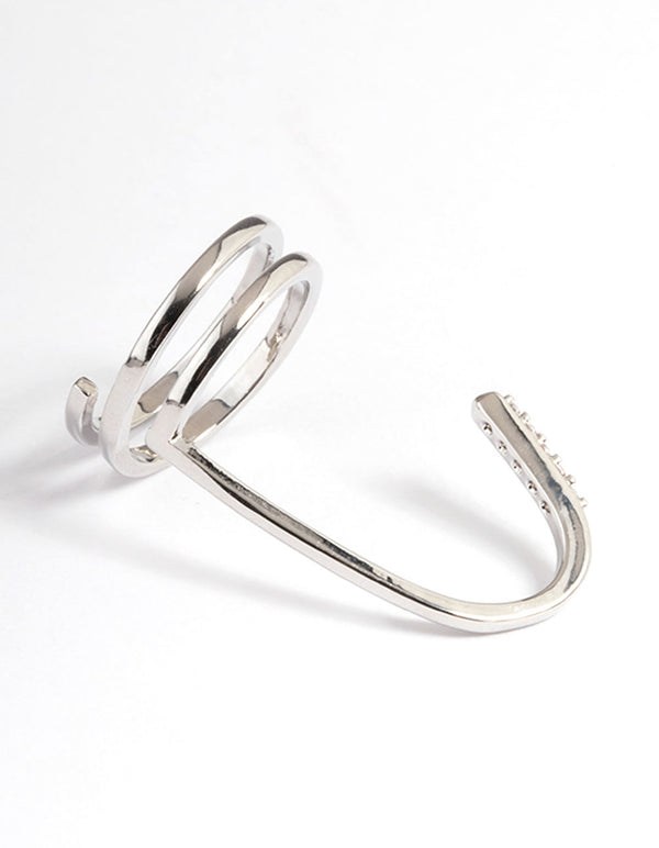 Silver Diamante Strip Fingertip Ring