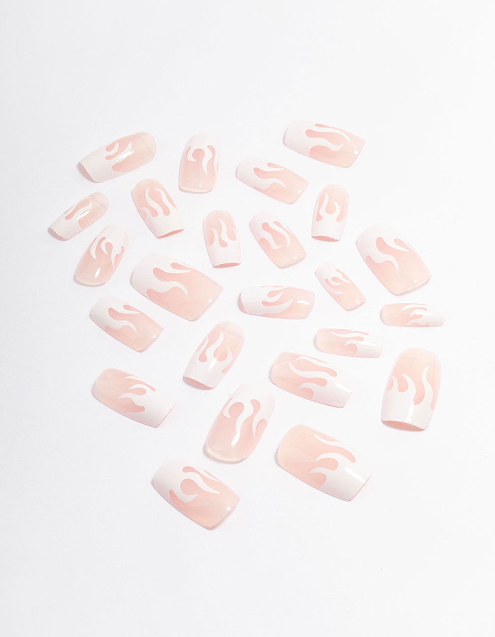 Pink & White Flame Press On Nails