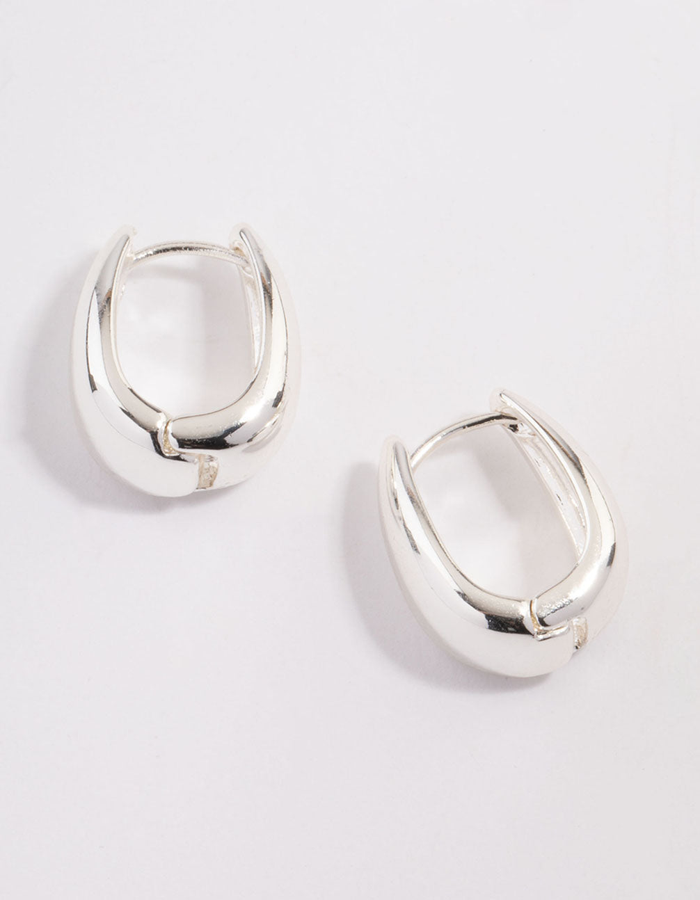 Silver Plated Brass Boho Taper Hoop Earrings