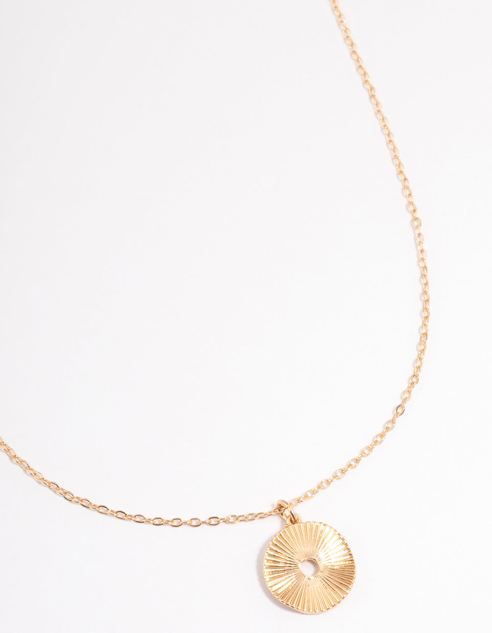 Gold Textured Disc Necklace