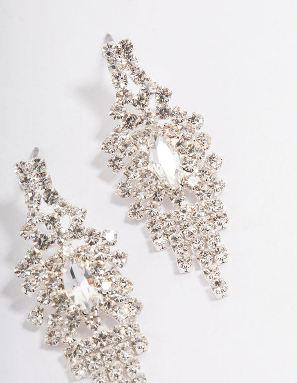 Silver Mini Diamante Drop Earrings