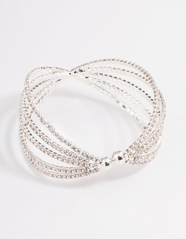 Silver Triple Row Criss Cross Wrist Cuff
