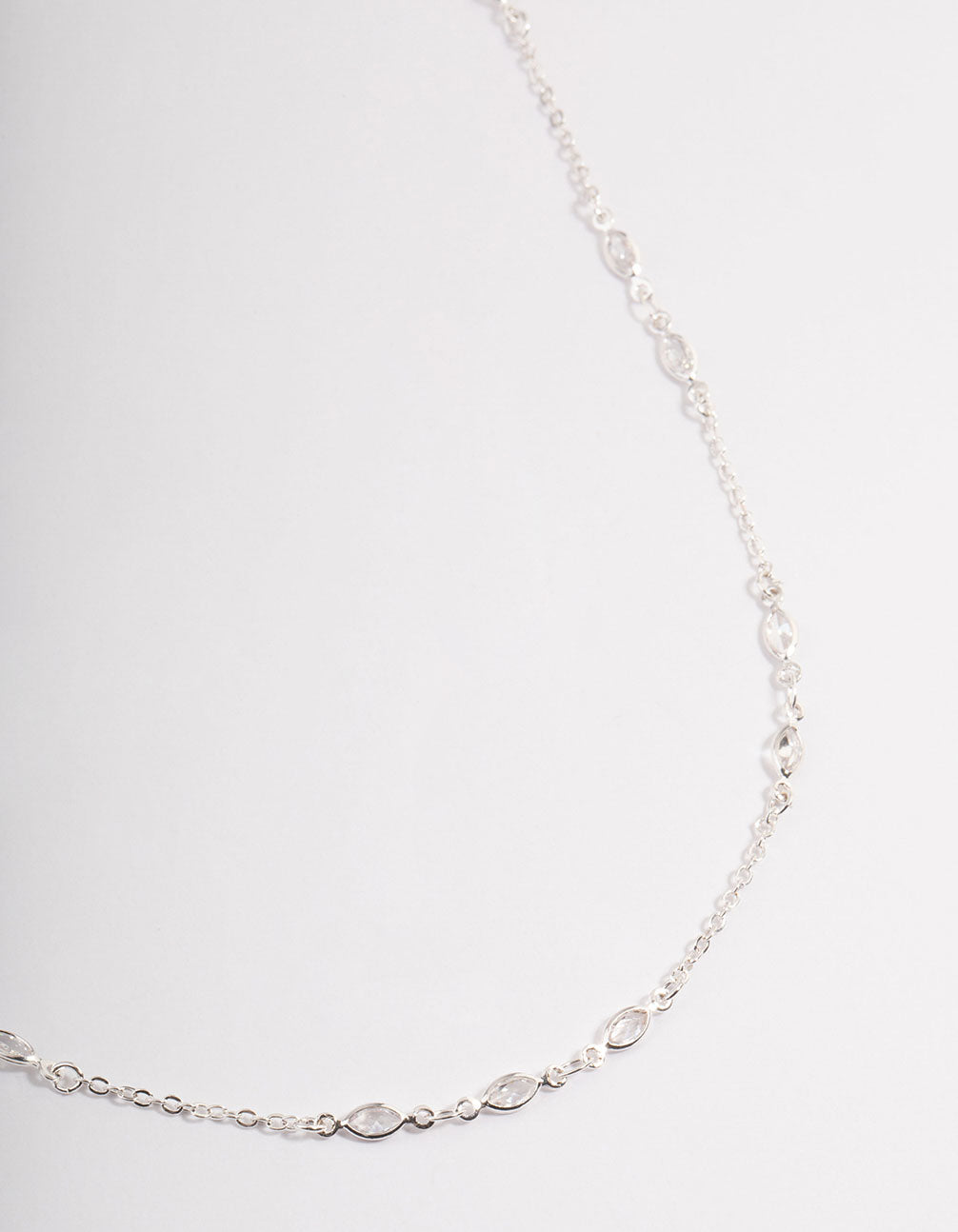 Silver Cubic Zirconia Dainty Chain Necklace