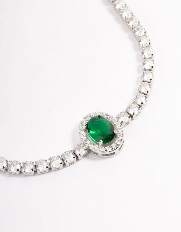 Silver Square Cupchain Circle Pendant Bracelet