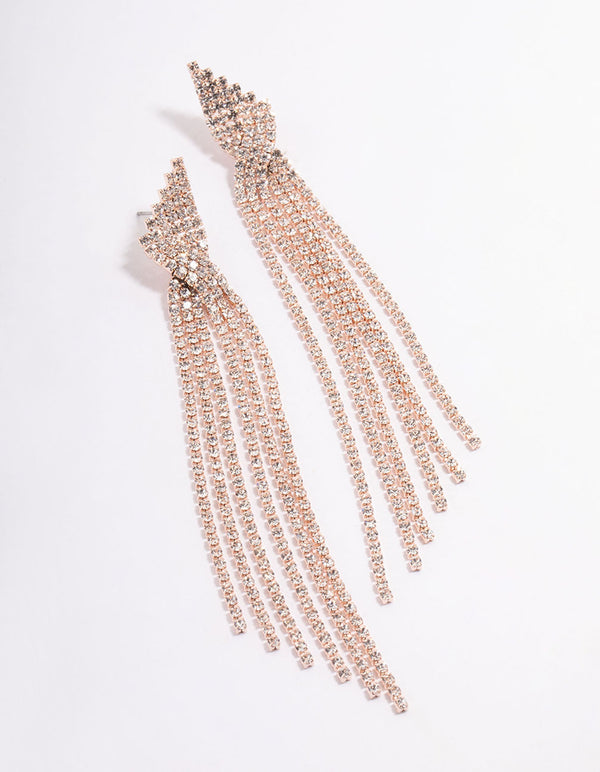 Rose Gold Statement Stand Twist Drop Earrings