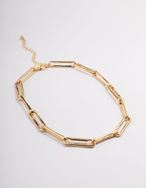 Gold Plated Long Link Chain Necklace
