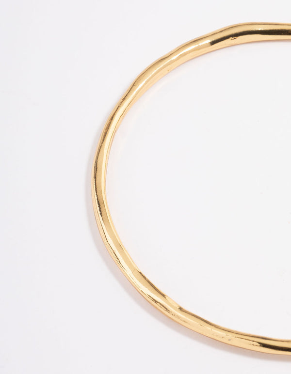 Gold Plated Freshwater Pearl Hammered Disc Bangle Bracelet