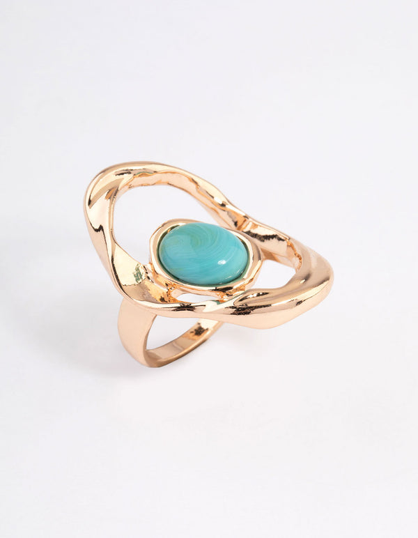 Gold Abstract Turquoise Ring
