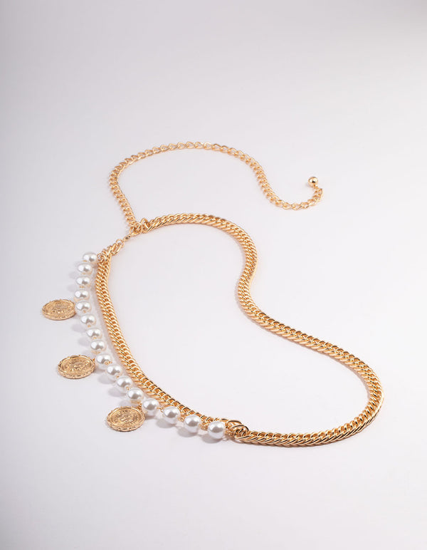 Gold Hinge Pearl Double Chain Belts