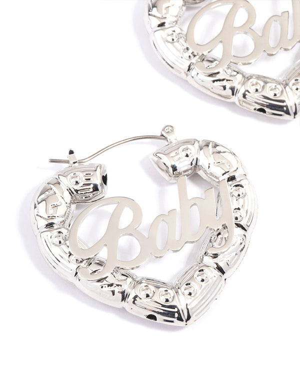Silver Baby Statement Hoop Earrings