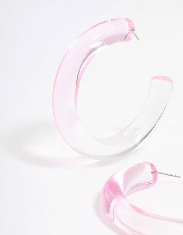 Plastic Pink Ombre Hoop Earrings