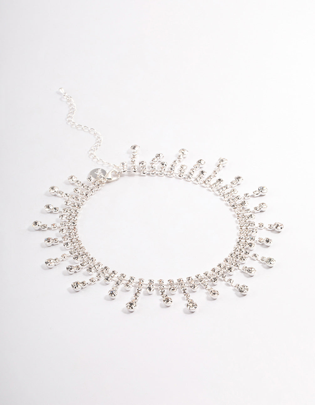 Silver Mixed Diamante Teardrop Choker