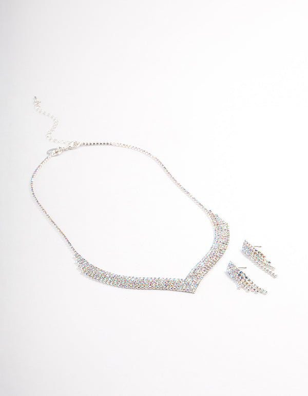 Silver DIamante Pointed Jewellery Set