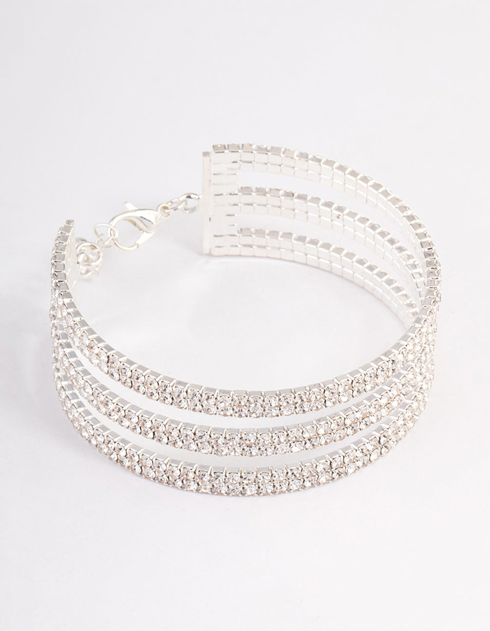 Silver Triple Row Cupchain Wrist Cuff