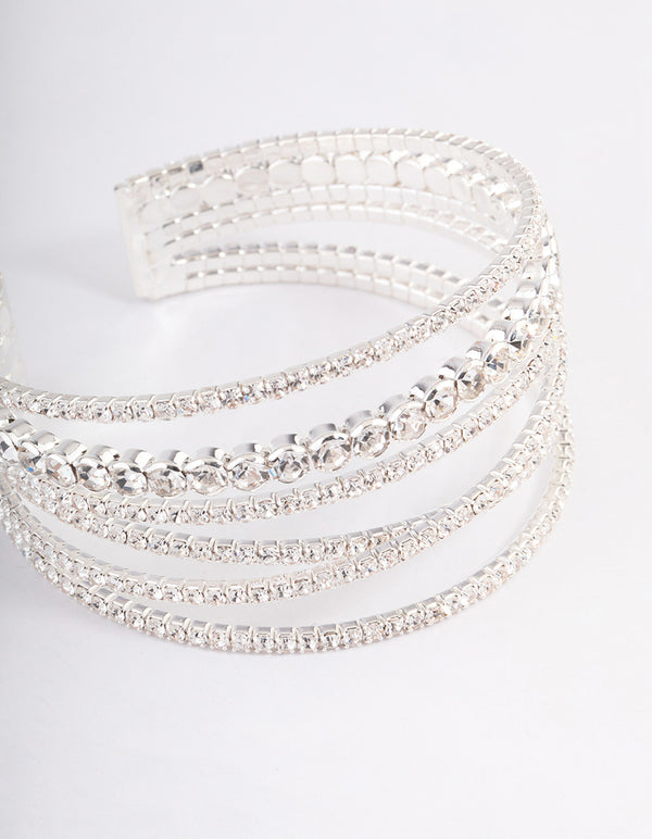 Silver Criss Cross Cupchain Wrist Cuff