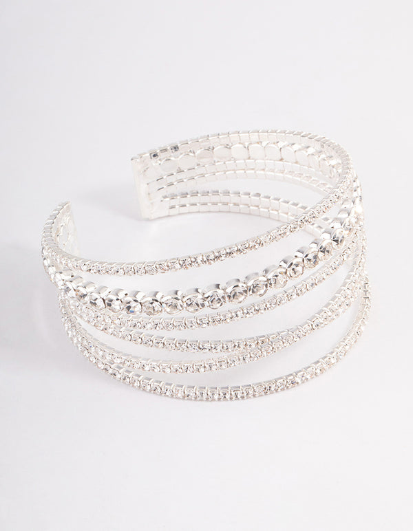 Silver Criss Cross Cupchain Wrist Cuff